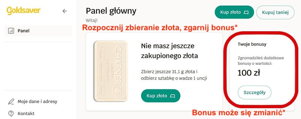 Goldenmark GoldSaver kupuj złoto po kawałku aż do jednej uncji