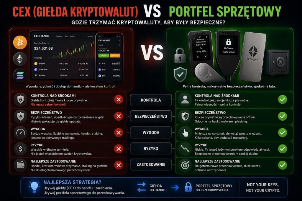CEX vs portfel sprzętowy – gdzie bezpiecznie przechowywać kryptowaluty