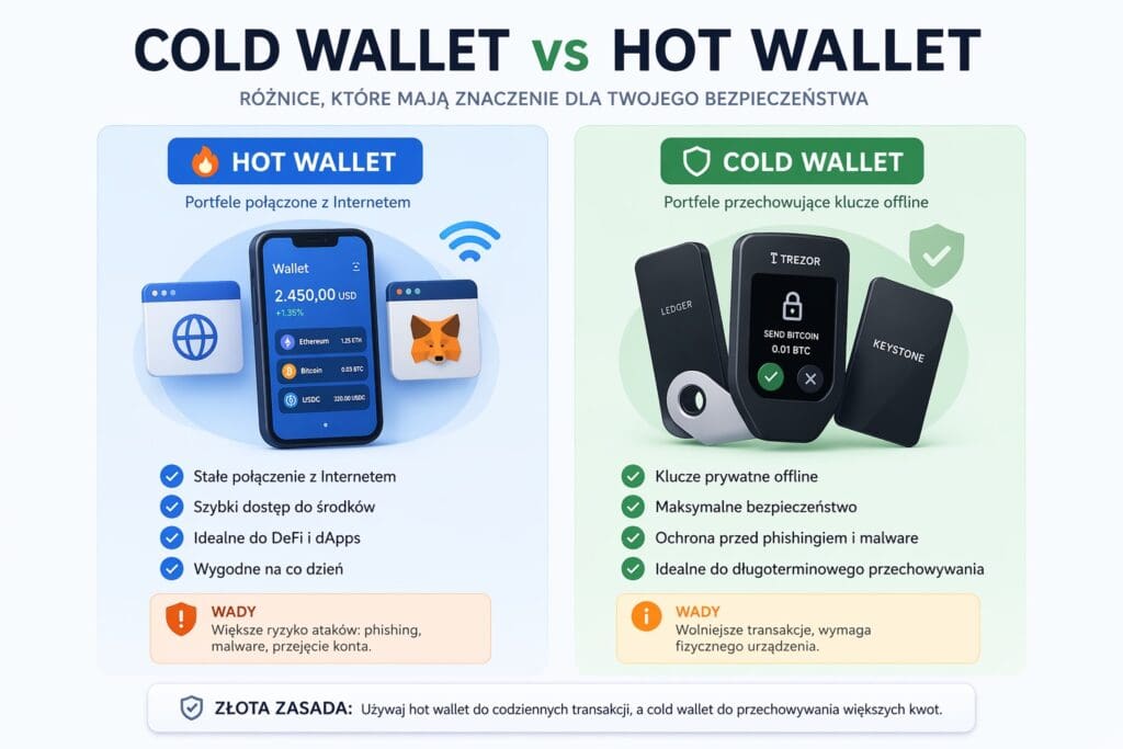 Cold wallet vs hot wallet – różnice w przechowywaniu kryptowalut