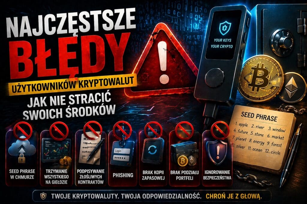 dlaczego ludzie tracą kryptowaluty – phishing, brak kopii zapasowej, seed phrase w chmurze i trzymanie środków na giełdzie