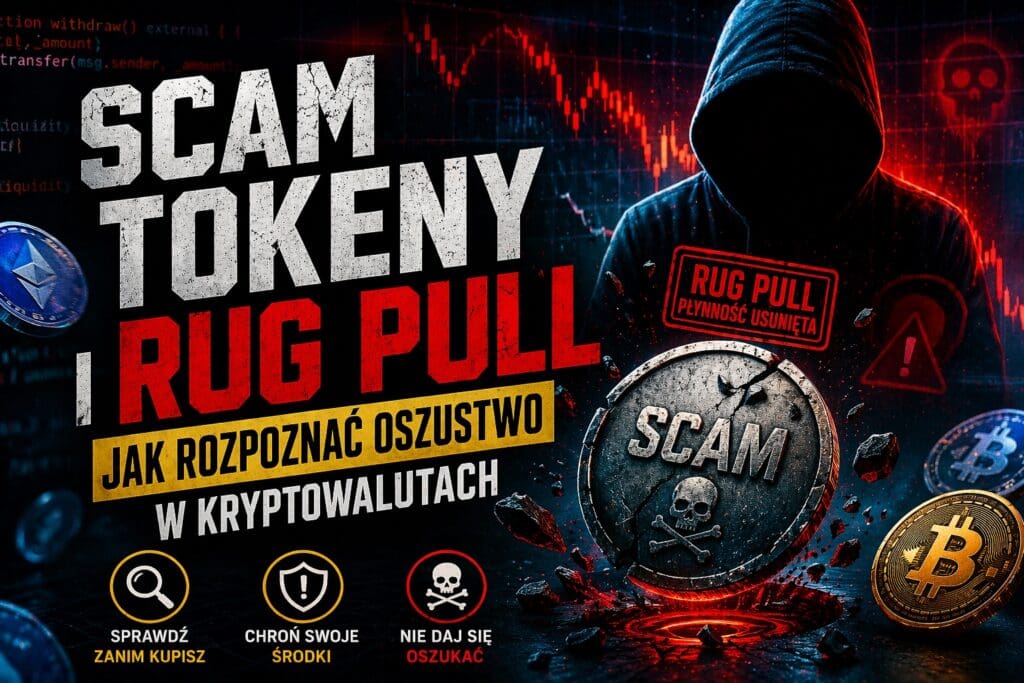 Scam tokeny i rug pull w kryptowalutach – jak rozpoznać oszustwo i uniknąć projektów które wyciągają płynność z rynku oraz okradają inwestorów.