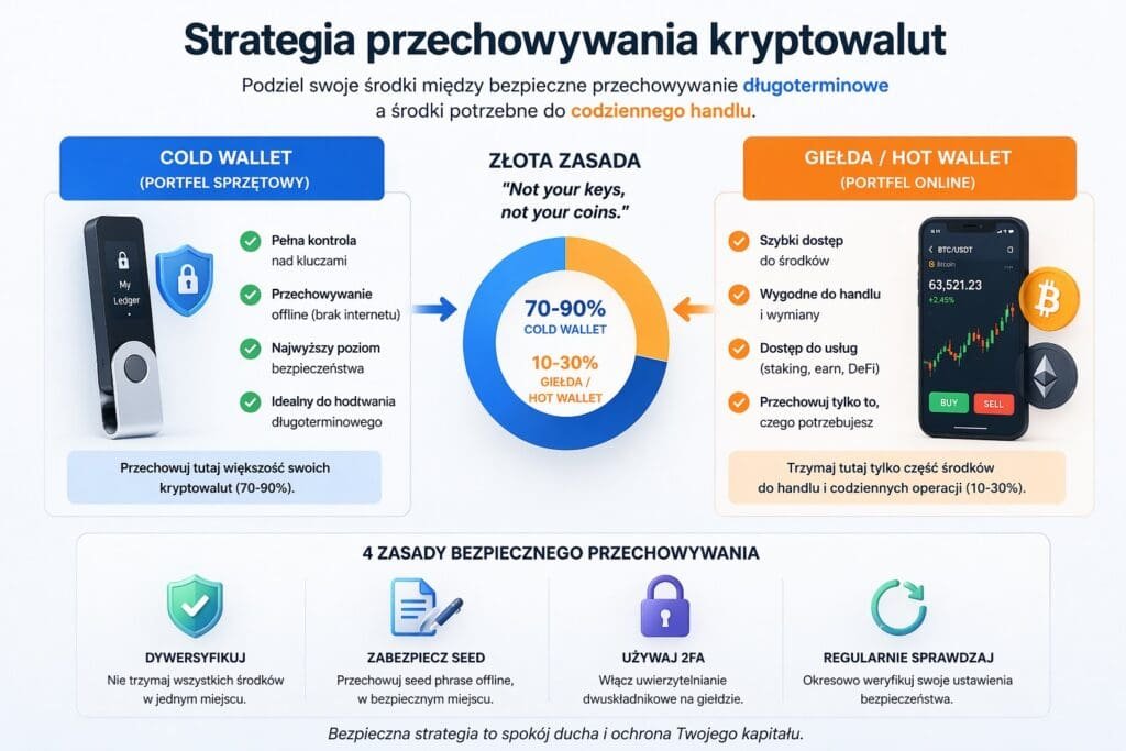 Strategia przechowywania kryptowalut – cold wallet do długoterminowego przechowywania i giełda do tradingu