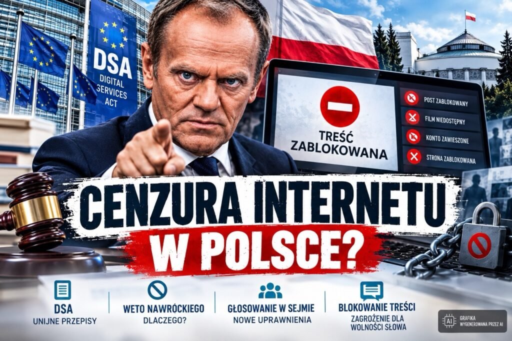 Cenzura internetu w Polsce, ustawa DSA, weto Karola Nawrockiego i propozycje blokowania treści.